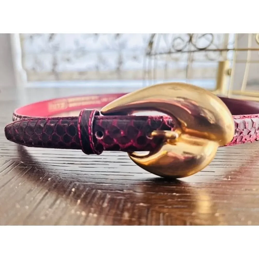 Vintage The Ritz Genuine Snakeskin Burgundy Belt Size 30